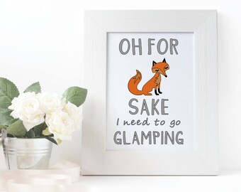 For Fox Sake Decal - I need to go Glamping - Fox decal, Glamping, Camping decal, camping notebook decal, camper decal , Glamp decal