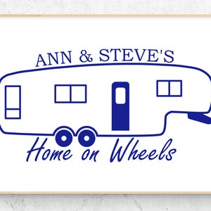 5th Wheel Camper Personalized Home on Wheels Vinyl Decal (6&quot; x 3.1&quot;)