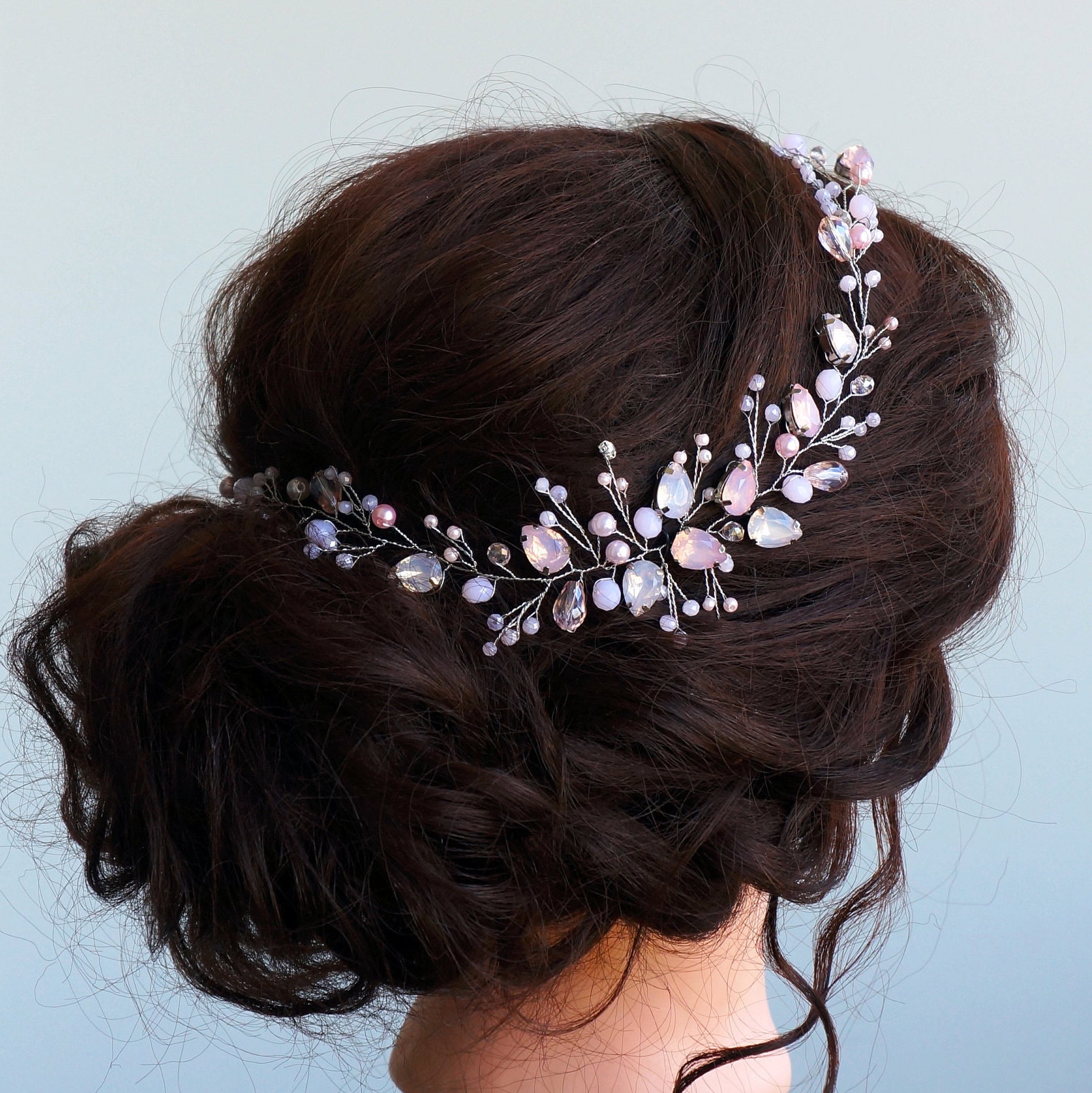 Bridal hair pieceWedding hair vine pearlsCrystal Bridal Etsy