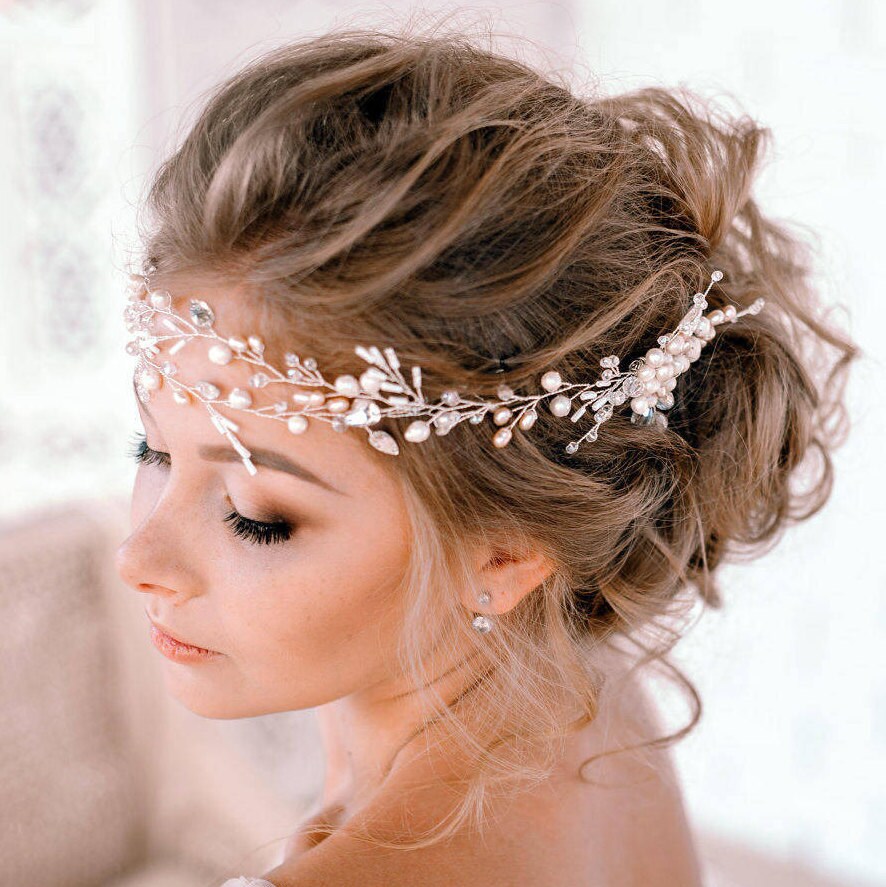 Wedding hair piece Bridal hair vine Bridal headpiecePearl Etsy