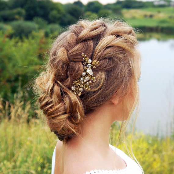 Gold Bridal Hair Pin Wedding Crystal Hair Pin Bridal Hair Etsy