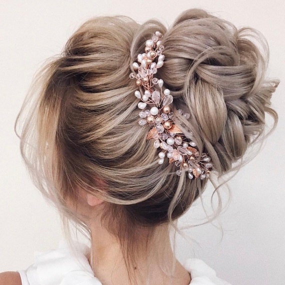 Rose Gold Bridal Hair Vine Wedding Hair Vine Bride Hair Etsy