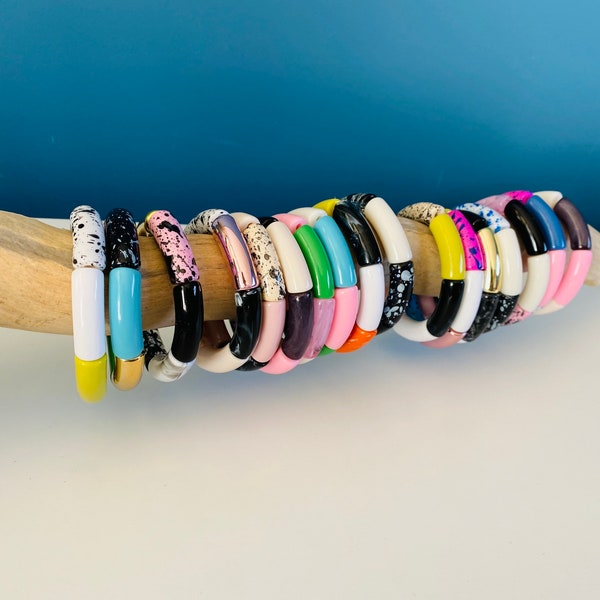Women's acidulated fluo and pastel pearl bracelets for summer - Trendy bracelets - Several colors.