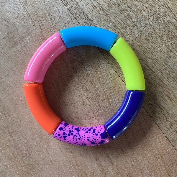 Women's neon acid bead bracelet for summer