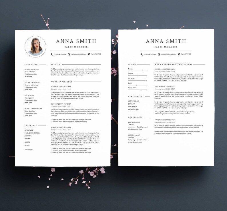 Modern Resume Template ANNA &amp; Cover Letter 4 Etsy