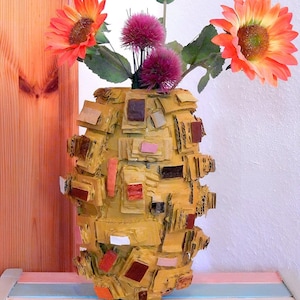 Jarrón de diseño para flores, jarrón artístico para decoración de flores, idea de regalo colorida, jarrón de decoración viva, jarrón de flores colorido, regalo hecho a mano