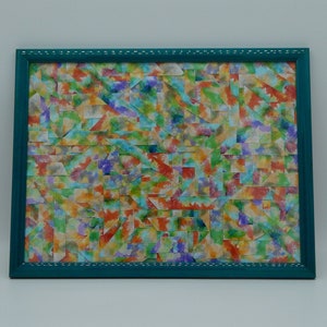 Photo collage in green frame, frame, mosaic, collage, geometric &painterly, art, original, mural, artwork, autographed, creative, decoration
