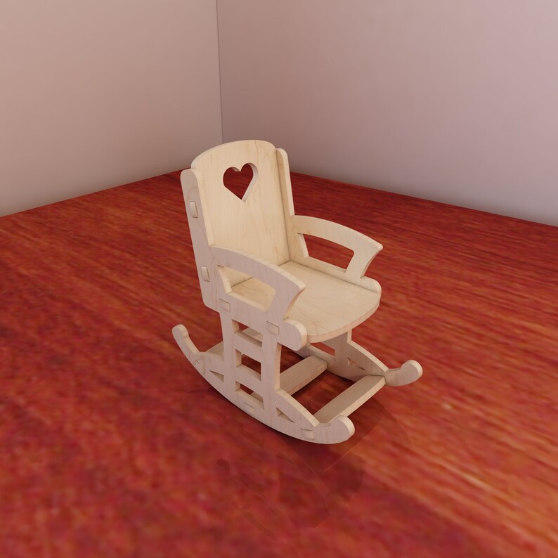 Barbie Doll Rocking Chair 1 6 Scale Pattern Vector Model For Cnc Router And Laser Cutting Plywood 3mm 4mm 5mm 6mm Wooden Rocking Chair