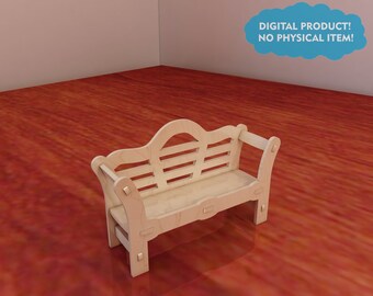 Vector projects for CNC router and laser cutting. Doll's bench pattern (1:12 scale). Dolls 4-8 inch (12-20cm).