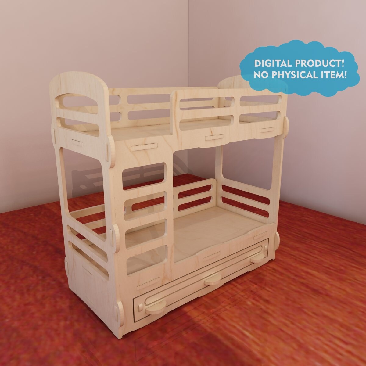 Bunk bed for Barbie dollhouse. Barbiesize 16 scale. Vector Etsy