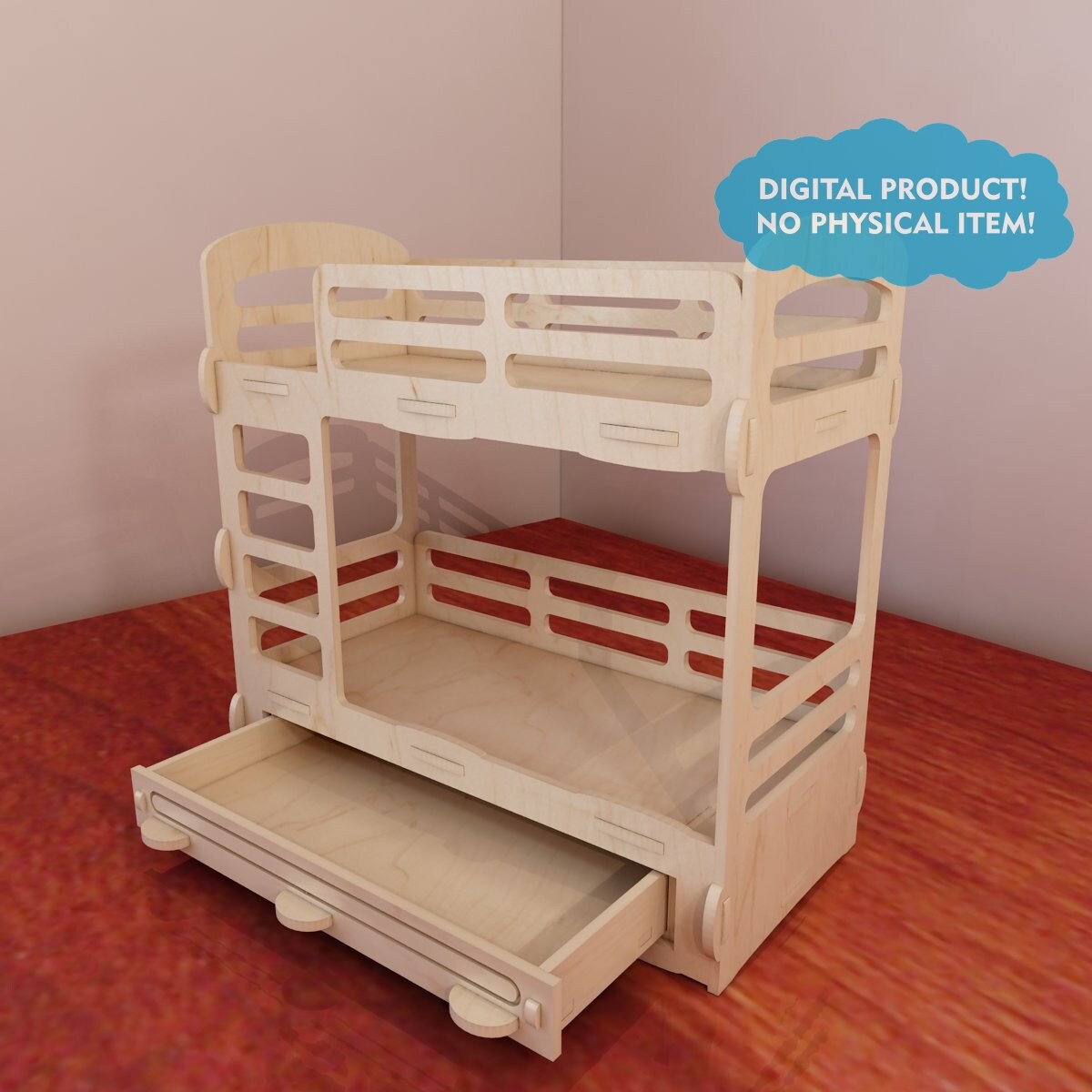 Bunk bed for Barbie dollhouse. Barbiesize 16 scale. Vector Etsy
