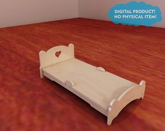 Vector projects for CNC router and laser cutting. Doll's bed (1:12 scale). Dolls 4-7 inch (12-16cm). CNC design files.