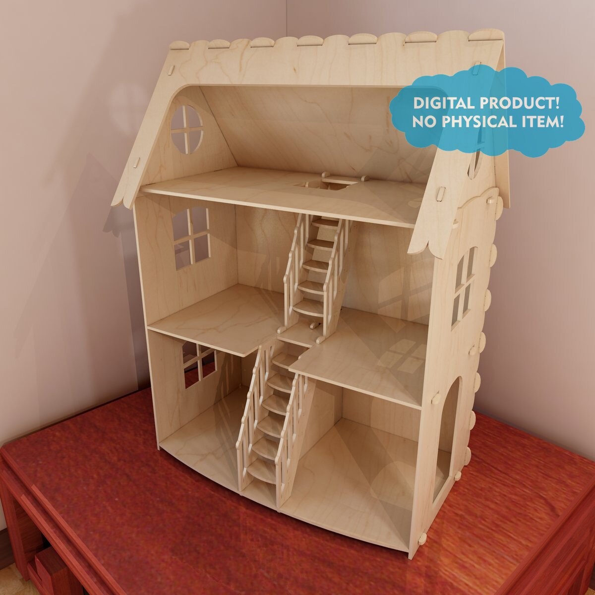 Wooden dollhouse Casinha Moderna for 3mm wood Cutting files cdr dxf svg