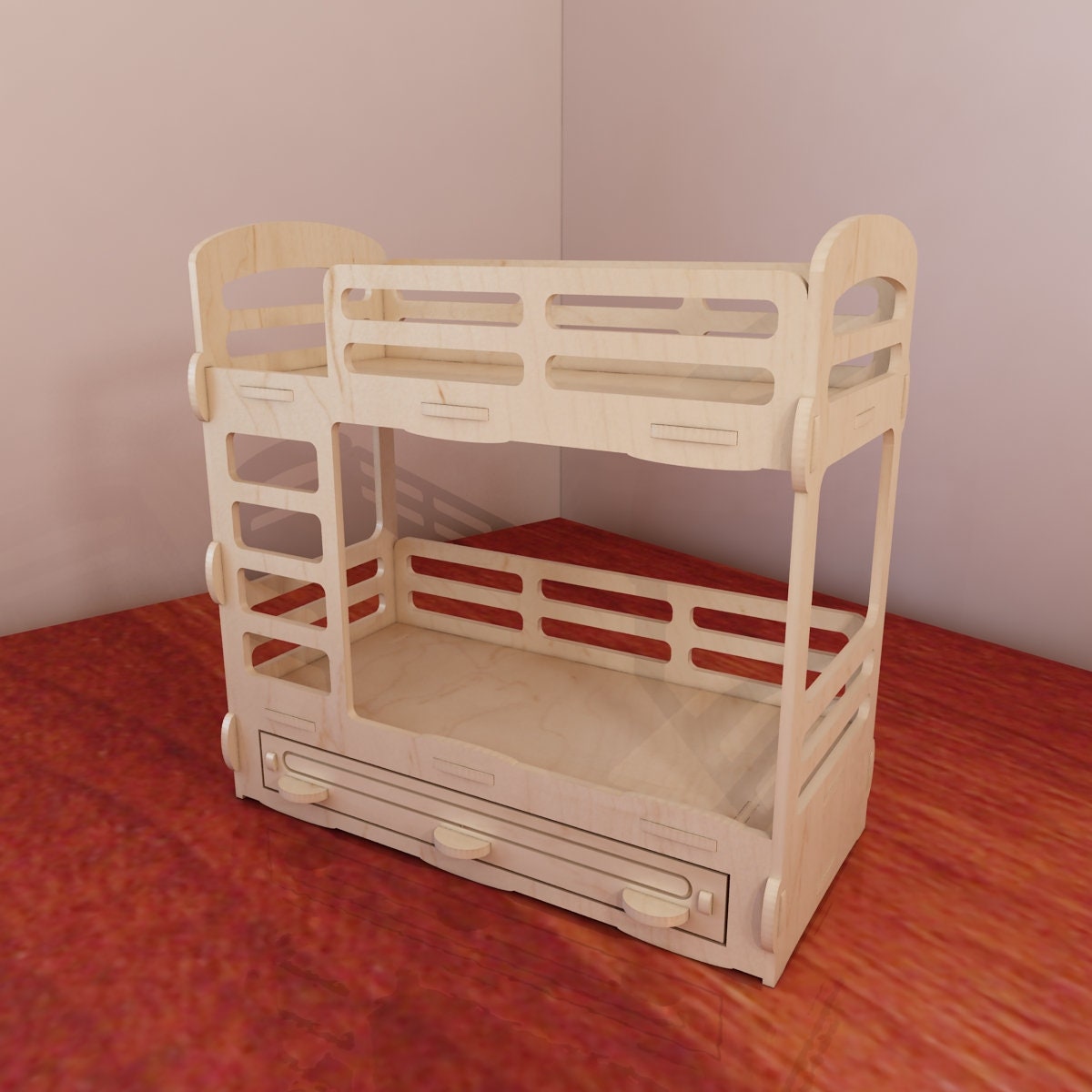 Bunk bed for Barbie dollhouse. Barbiesize 16 scale. Vector Etsy