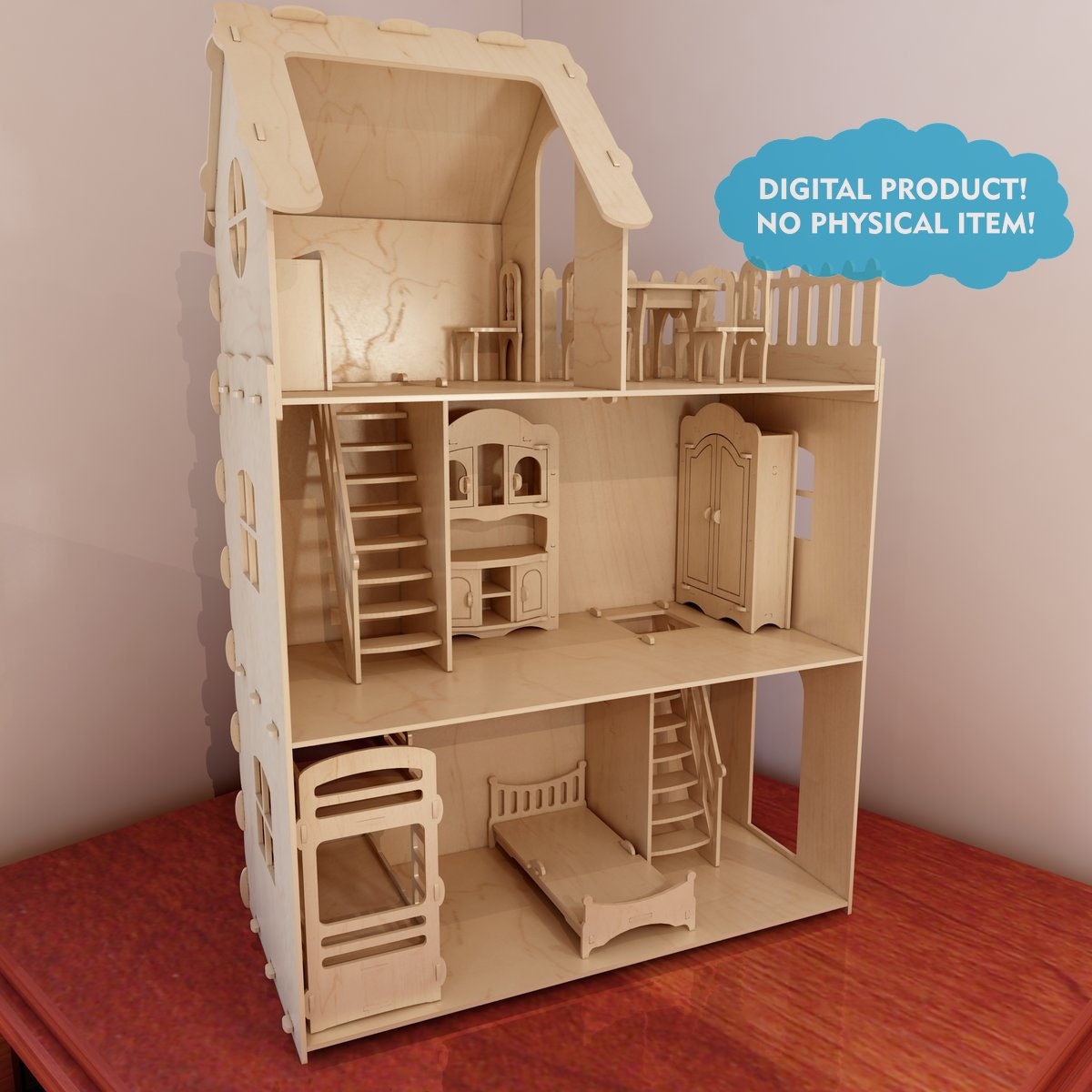Big plywood Doll house v1 Dolls furniture Pack. 16 scale Etsy