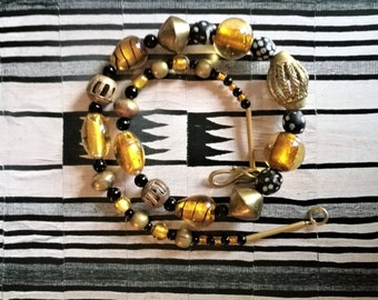 Afrikanische Perlen // Ethno Stil // Venezianische Glasperlen // Augenperlen // Onyx // Bronze //