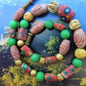 Collier Ethnique Africain Perles Terre Cuite Et Céramique - Burkina Faso - Neuf Avec étiquettes