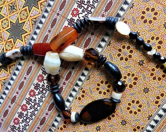 Afrikanische Perlen // Ethno Style // Karneol Perlen //Onyx //