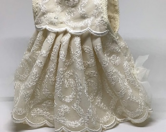 Vestido de oso de encaje antiguo y vintage para muñeca u oso de hasta 35 cm