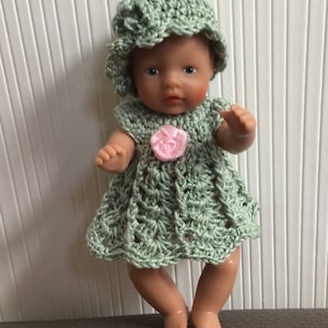 Baby born doll with crochet dress and hat