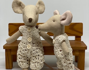 Crocheted jumpsuit, overall, pantsuit made of cotton for Maileg Little mouse 9-10 cm and Big mouse 12-13 cm