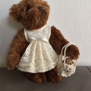 Bear dress made of old and new lace for bears up to 24 cm in size