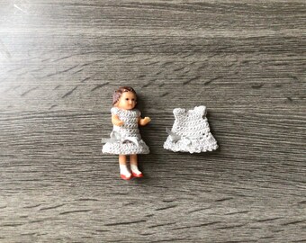Cute crocheted dresses for Ari doll of 7.5 cm