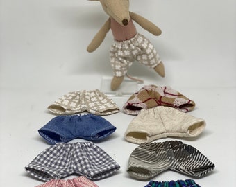 Cotton pants or shorts in new colors for Maileg mouse 12 -13 cm