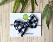 Specialty Holiday flannel Bow - Hair Bows - Christmas - little girls; babies; nylon headband; hairclip; hair accessories