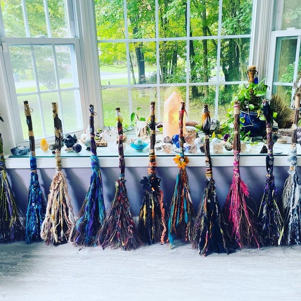 Besom Brooms!! Custom Scented Crystal Hand made 36” Besom Broom/Alter Broom wedding broom, wedding Besom
