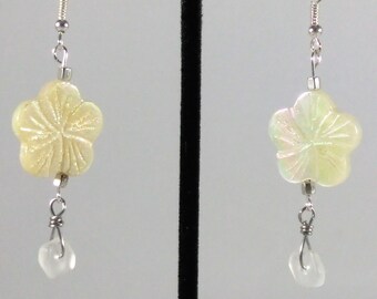 Flower Shaped Shell Fishhook Earrings