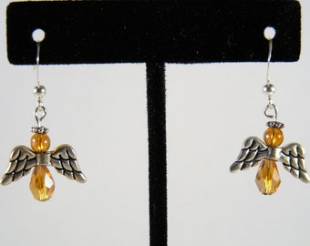 Beautiful Crystal Angel Fishhook Dangle Earrings - Several Colors Available!