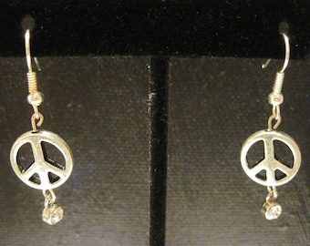 Silver Peace Sign Dangle Earrings - Multiple Styles Available