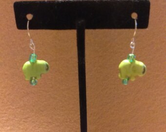 Dyed Stone Lucky Elephant Dangle Earrings