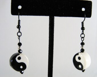 Black and White Yin-Yang Earrings