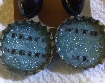Recycled Bottle Cap "Peace Begins With Me" Earrings