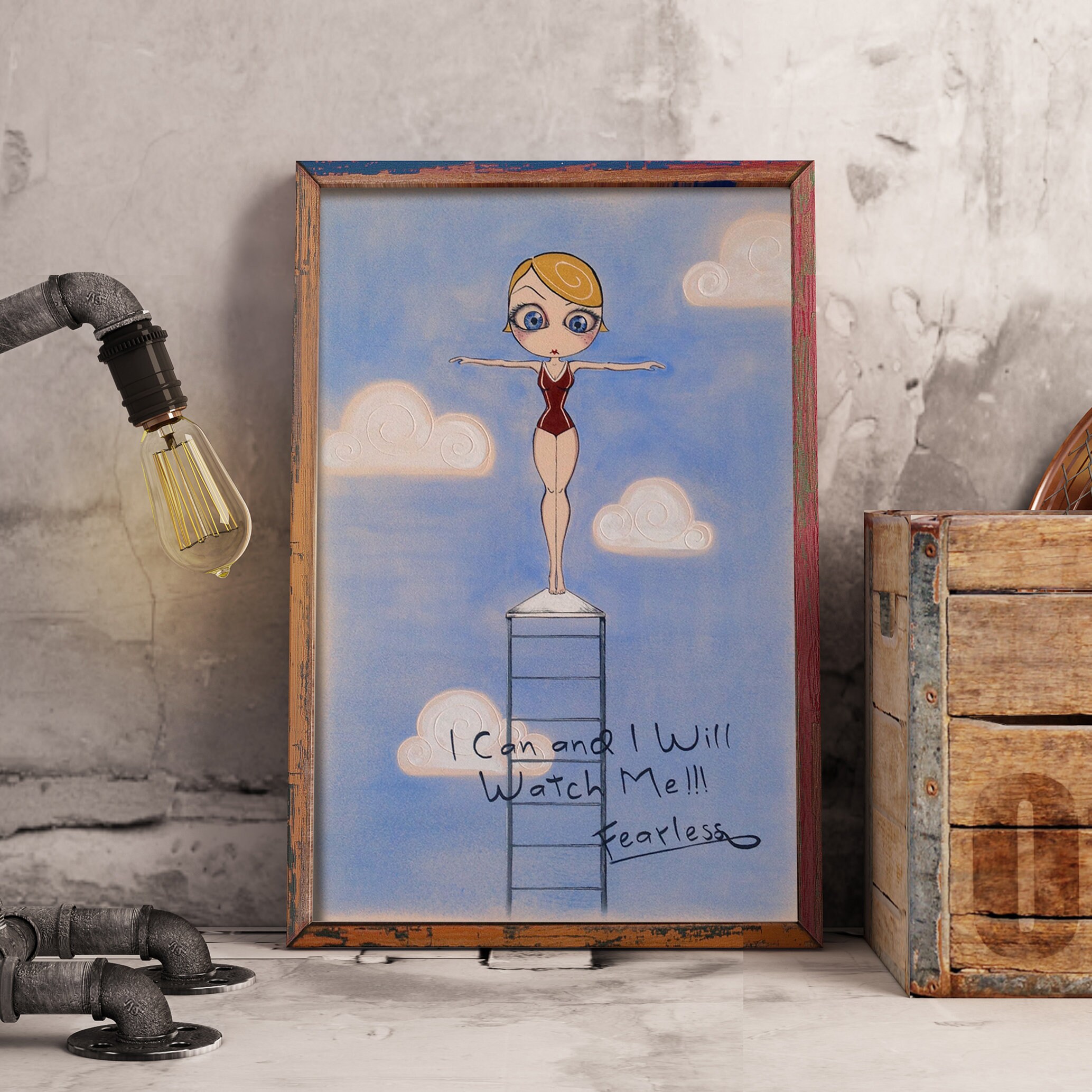 Brave girl Illustration Brave Woman Painting Girl Empowering Etsy