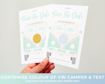 CUSTOM | Scratch Off Card | Save the Date Invitation | VW Kombi | Retro | VW Campervan | Boho | Hippie Wedding | Custom Colour | Personalise