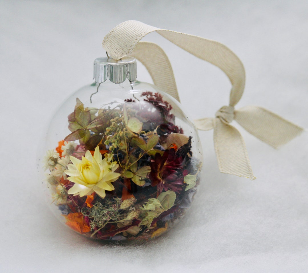 Dried Flower Glass Christmas Ornament Etsy