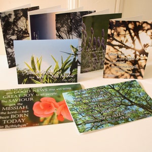 N'IMPORTE QUEL DEUX Versets de la Bible Cartes pliées Ecritures vierges Fête des Mères Voeux d'anniversaire de Pâques Foi chrétienne Merci Encouragements Noël