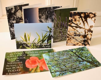 ANY TWO Bible Verse Folded Cards Blank Scripture Mother&#39;s Day Greeting Easter Birthday Christian Faith Thank You Encouragement Christmas