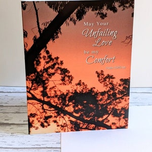2x Unfailing Love Bijbelvers kaarten zonsondergang fotokunst sympathie schrift Psalm 119:76 bemoedigend troost citaat christelijke wenskaart set