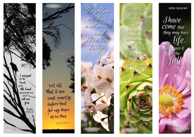 printable bible verse photo bookmark set x5 succulent