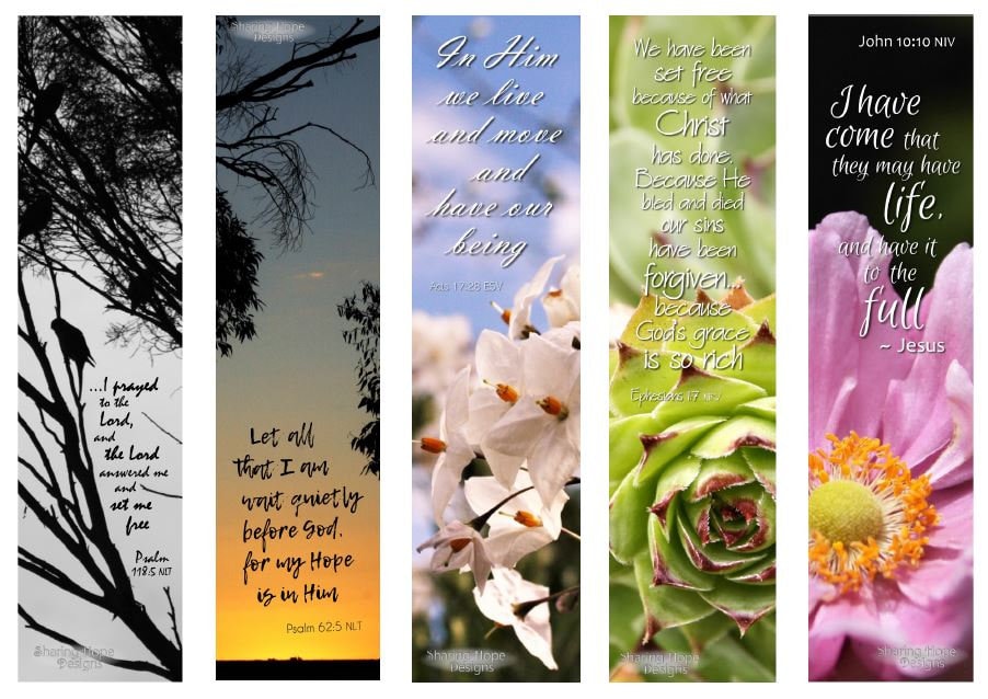 Printable Bible Verse Photo Bookmark Set X5 Succulent Flower Etsy