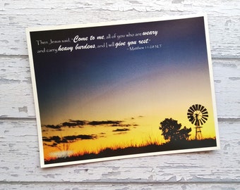 DISCOUNT Australian Sunset Fridge Magnet Christian Country Kitchen Religious Windmill Gift Bible Verse Matthew 11:28 Scripture Faith Quote