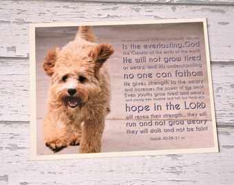 Puppy Dog Scripture Magnet Bible Verse Isaiah 40:28-31 Faith Quote Magnet Christian Fridge Clip Dog Lover Gift Cavoodle Photo Art Print