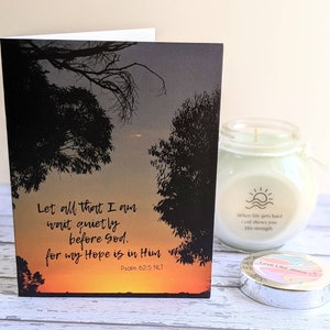 2 x stille hoop citaat zonsondergang bijbel kaart groet schrift bemoedigend vers psalm 62:5 christelijke notitie set Australische zonsopgang kunst verjaardag