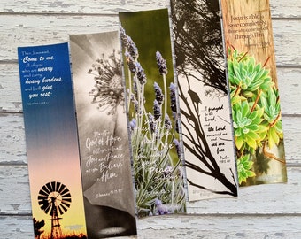 DISCOUNT: Bible Verse Scripture Bookmark Set x5, Floral Page Marker Memory Faith Quote Woman Christian Inspiring Book Lover Gift Journal Art