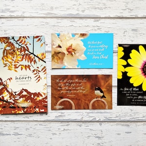 4x Christliches Zitat Magnete Set Schrift Glaube Fotohalter Gelbe Blume Bachstelze Vogel Erhebend Bibel Verse Markierung Römer Korinther Küche