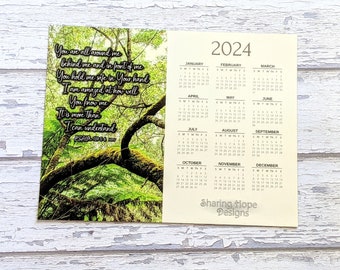 2024 Calendar Magnet Fridge Bible Verse Scripture Psalm 13:5-6 Rainforest Tree Known by God Australia Photo Holder Christian Kitchen Gift